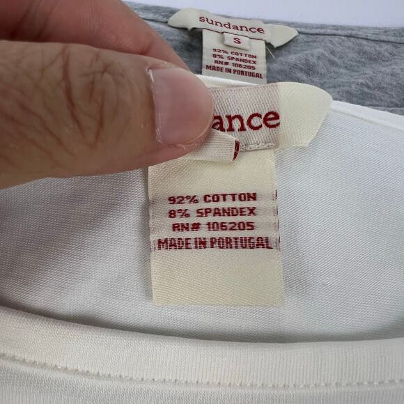 Sundance LOT 2 Princess Ruched Tops Women's Cotton Shirt Gray/Off White Small - Picture 6 of 9